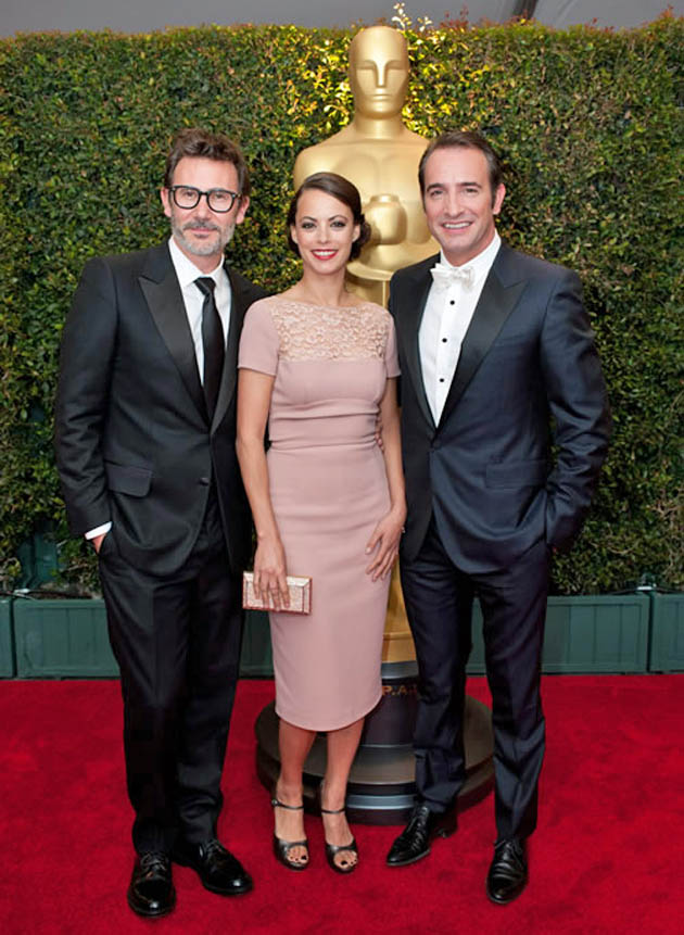 Jean Dujardin Bérénice Bejo Michel Hazanavicius pre-Oscar Red Carpet