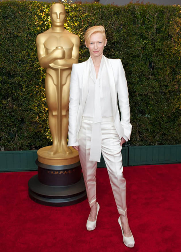 Tilda Swinton Red Carpet fashion statement Oscar reminder
