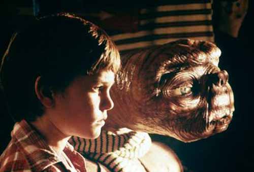 Henry Thomas and ET in ET: The Extra Terrestrial